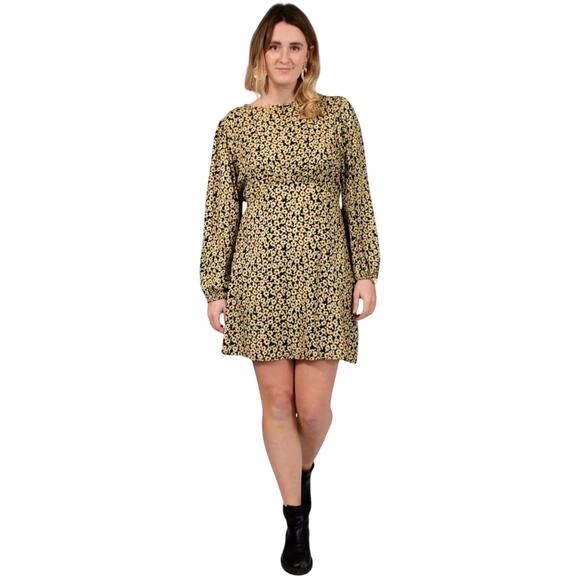 Karen Millen Sunflower Print Long-Sleeve Dress Size 14 - Picture 8 of 8
